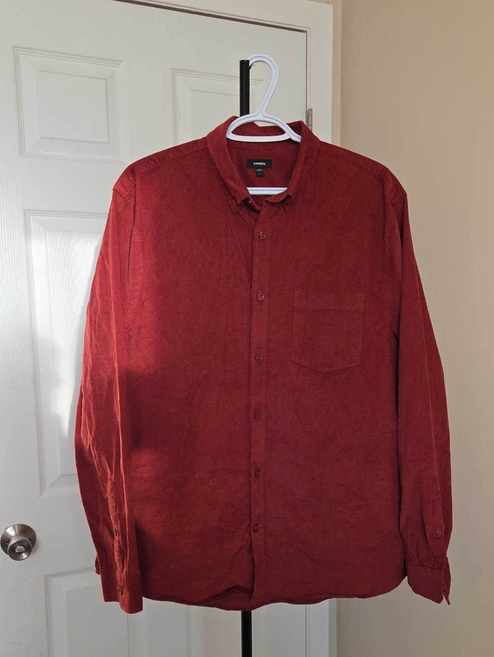 Express Men's Button-Down Shirt in Deep Red